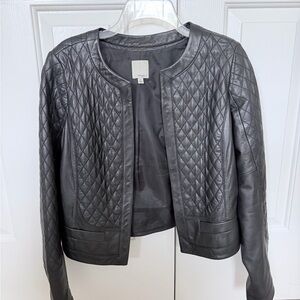 Halogen Black Leather Quilted Jacket